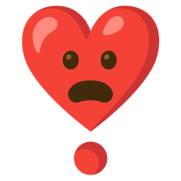 Heart exclamation and Frowning face with open mouth