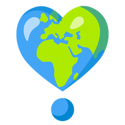 heart exclamation and globe showing Europe-Africa