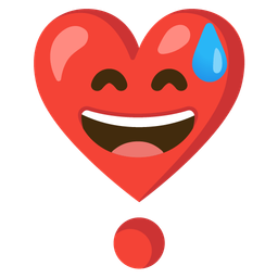 Heart exclamation and Grinning face with sweat