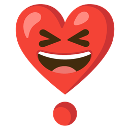 Heart exclamation and Grinning squinting face