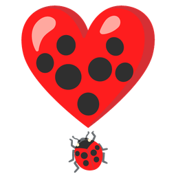 heart exclamation and lady beetle