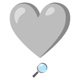 heart exclamation and magnifying glass tilted right