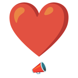 heart exclamation and megaphone