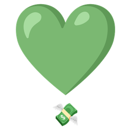 heart exclamation and money with wings