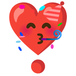 Heart exclamation and Partying face