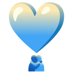 heart exclamation and people hugging