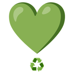 heart exclamation and recycling symbol