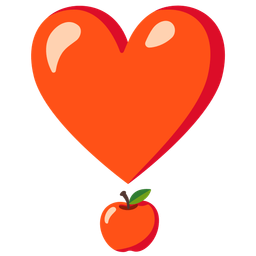 Heart exclamation and Red apple