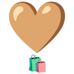 heart exclamation and shopping bags