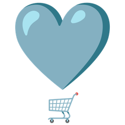 heart exclamation and shopping cart