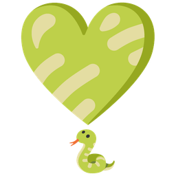 heart exclamation and snake