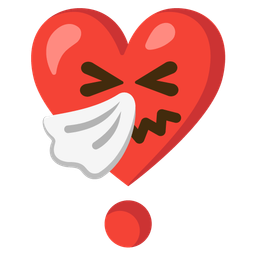 heart exclamation and sneezing face