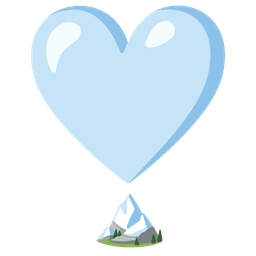 heart exclamation and snow-capped mountain