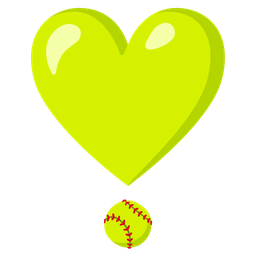 heart exclamation and softball