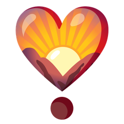 heart exclamation and sunrise over mountains