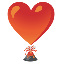 heart exclamation and volcano