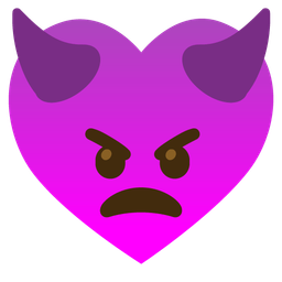 heart suit and angry face with horns