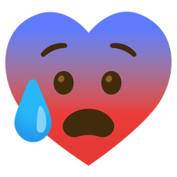 heart suit and anxious face with sweat