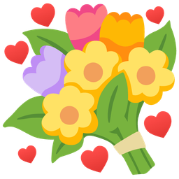 heart suit and bouquet