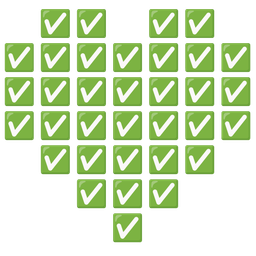 heart suit and check mark button