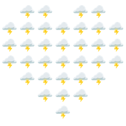 heart suit and cloud with lightning