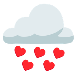 heart suit and cloud with rain