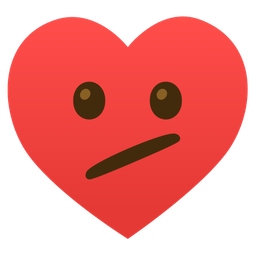 heart suit and face with diagonal mouth