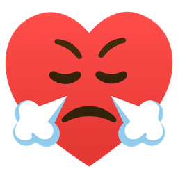 heart suit and face with steam from nose