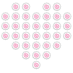 heart suit and fish cake with swirl