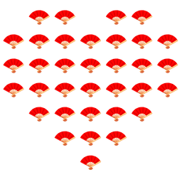 heart suit and folding hand fan