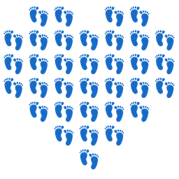 heart suit and footprints