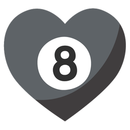 heart suit and pool 8 ball