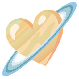 heart suit and ringed planet