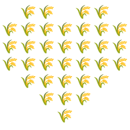 heart suit and sheaf of rice