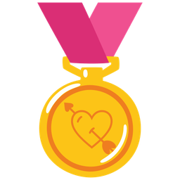 heart with arrow and 1st place medal