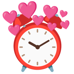 heart with arrow and alarm clock