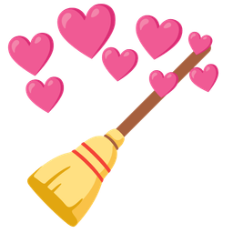 heart with arrow and broom