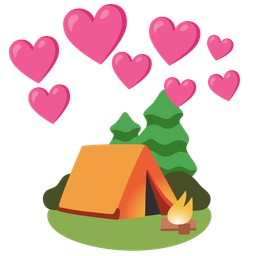 heart with arrow and camping