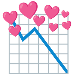 heart with arrow and chart decreasing