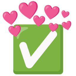 heart with arrow and check mark button