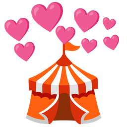 heart with arrow and circus tent
