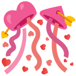 heart with arrow and confetti ball