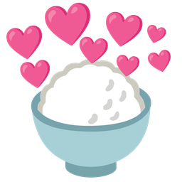 heart with arrow and cooked rice