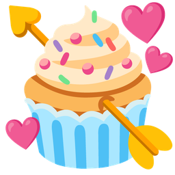 heart with arrow and cupcake