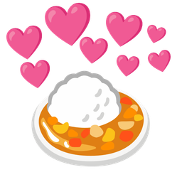 heart with arrow and curry rice
