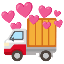 heart with arrow and delivery truck
