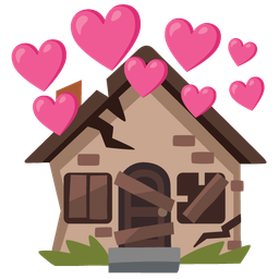 heart with arrow and derelict house