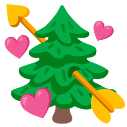 heart with arrow and evergreen tree
