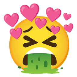 heart with arrow and face vomiting