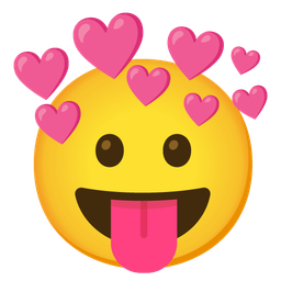 Heart with arrow and Face with tongue